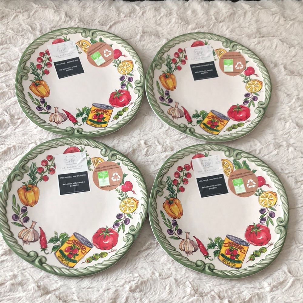 The Farmhouse Vegetable Border Melamine Salad Plates